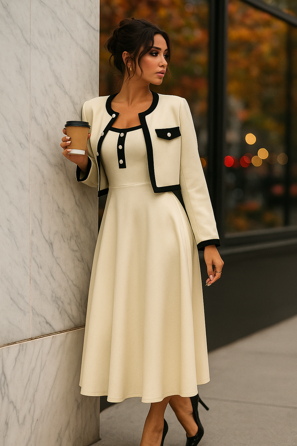 Lumière Contrast Trim Two-Piece Set