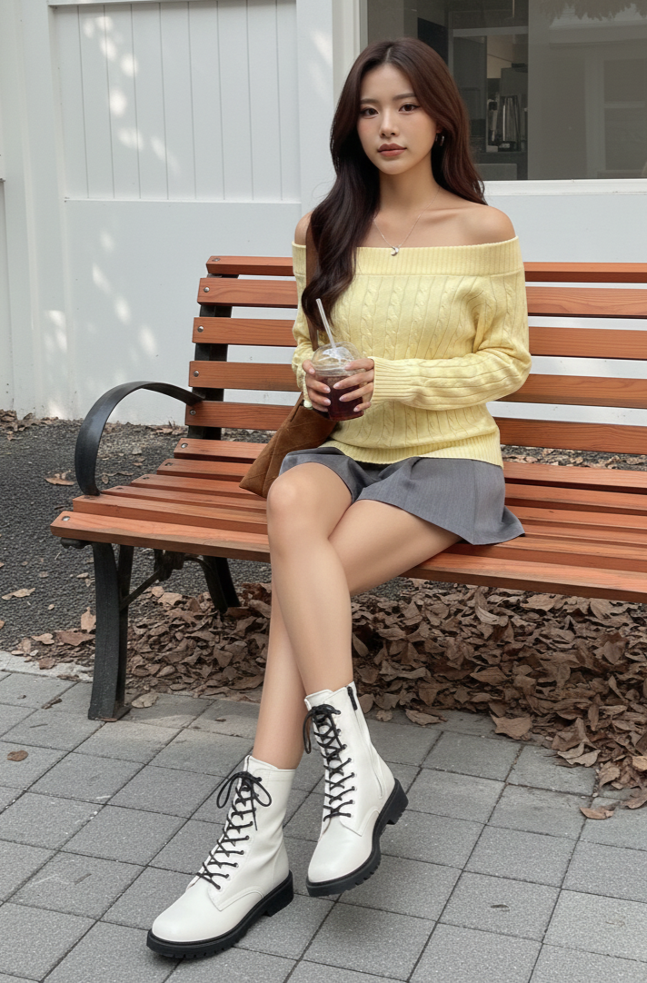 Off-Shoulder Cable Knit Sweater