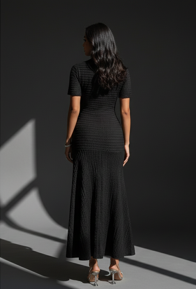 Eternal Elegance Gold-Button Dress