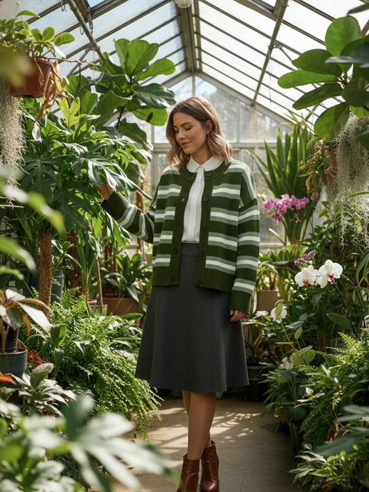 Forest Breeze Midi Stripe Cardigan