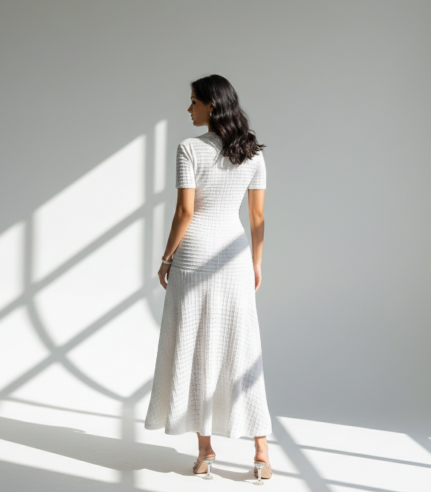 Eternal Elegance Gold-Button Dress