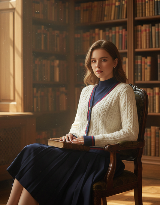 Academia Chic Cable Trim Cardigan