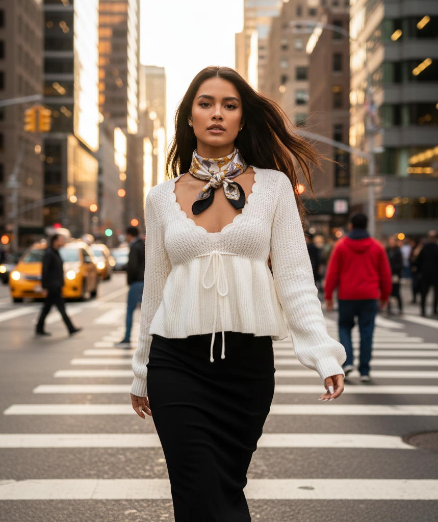 Elegant Curve V-Neck Knit