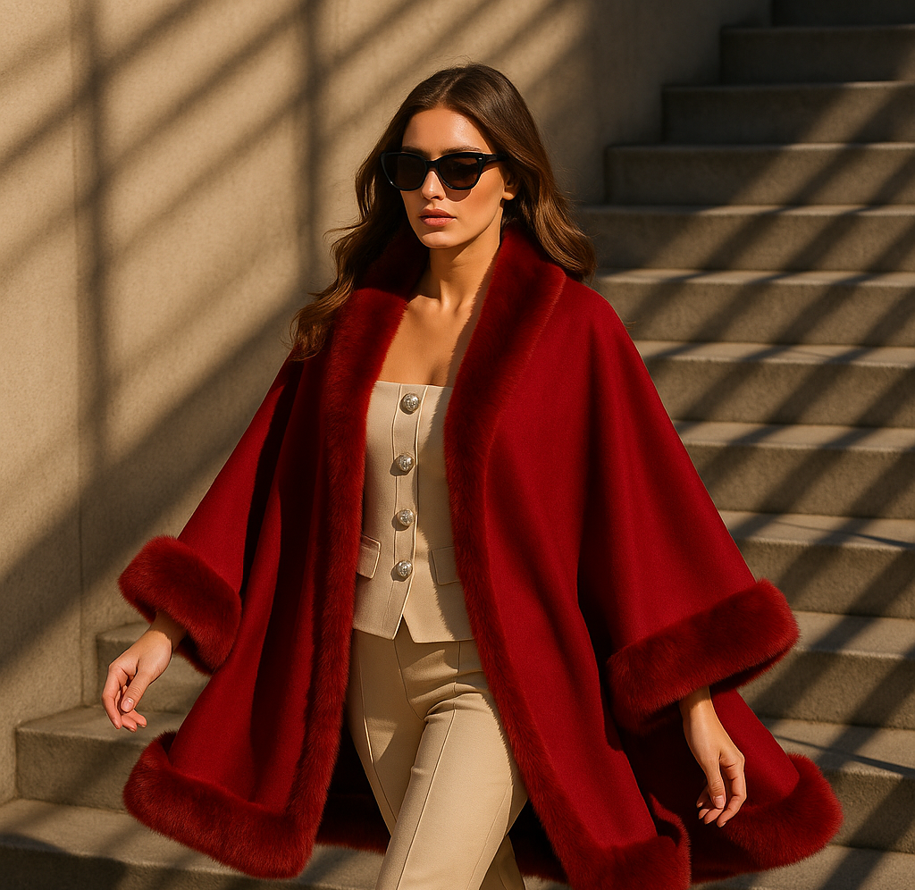 Velvet Rouge Cape Jacket