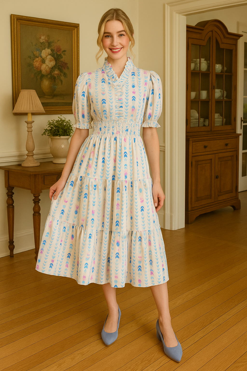 Váy xòe họa tiết hoa