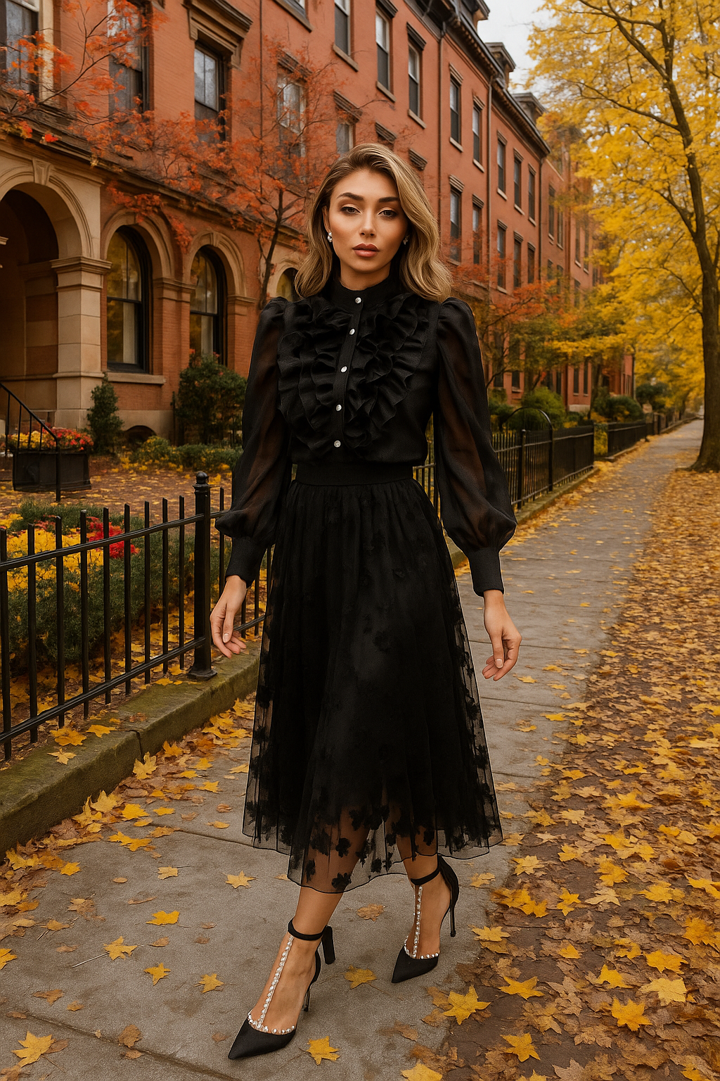 Lustre Ruffle Long Sleeve