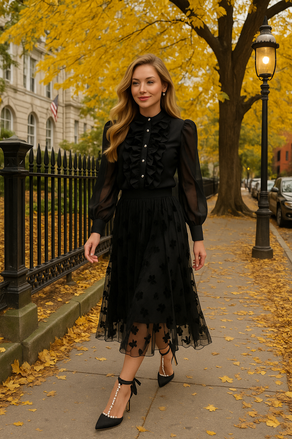 Lustre Ruffle Long Sleeve