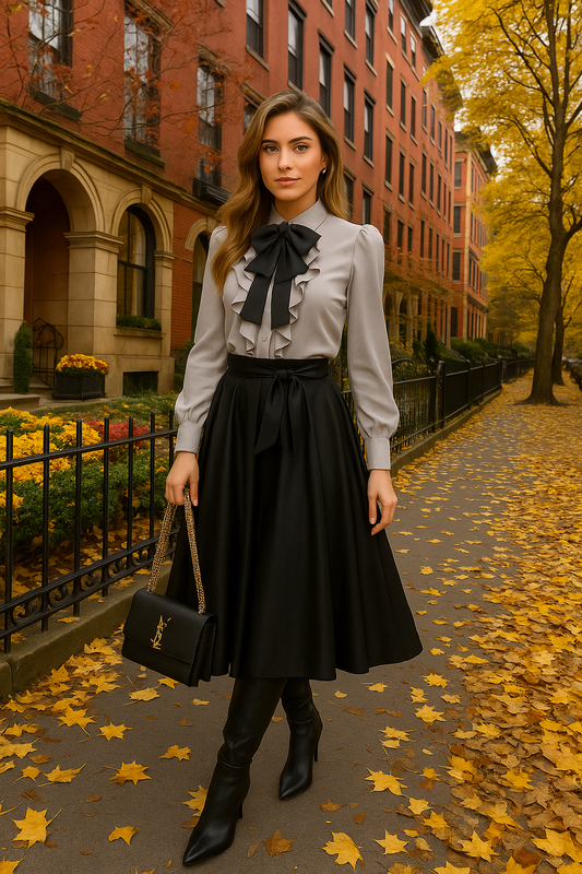 Poise Bow-Tie Long Sleeve Blouse