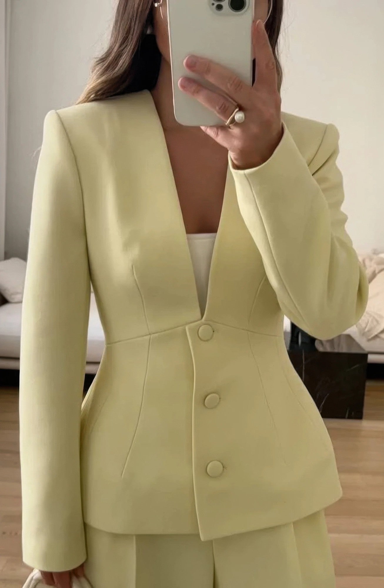 Sculpted Silhouette V-Neck Blazer