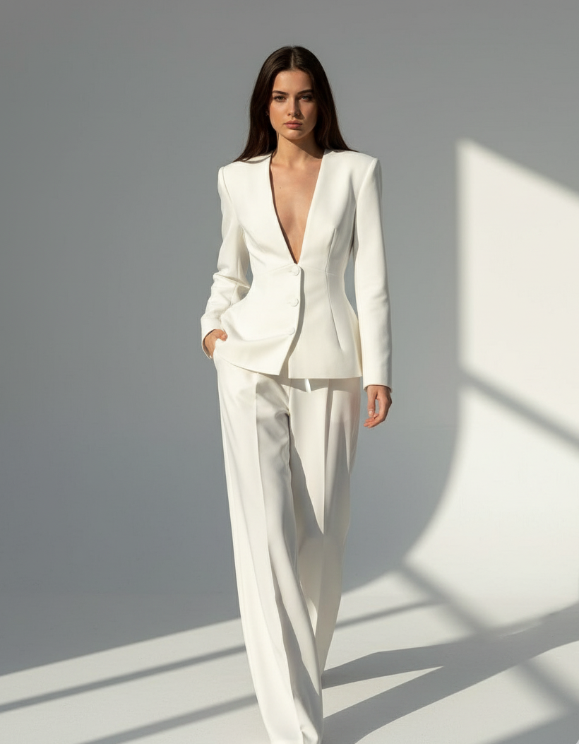 Sculpted Silhouette V-Neck Blazer