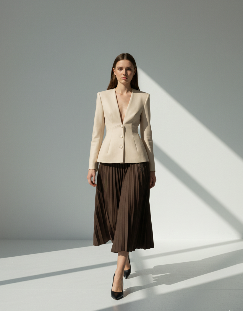 Sculpted Silhouette V-Neck Blazer