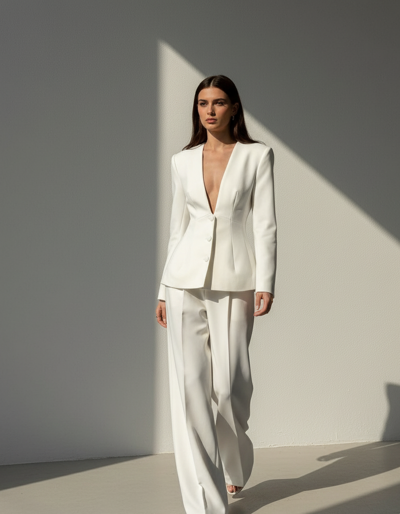 Sculpted Silhouette V-Neck Blazer