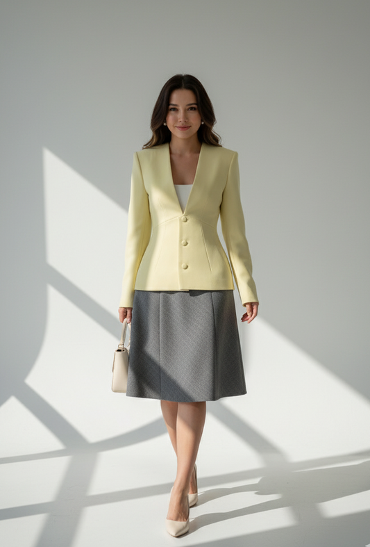 Sculpted Silhouette V-Neck Blazer